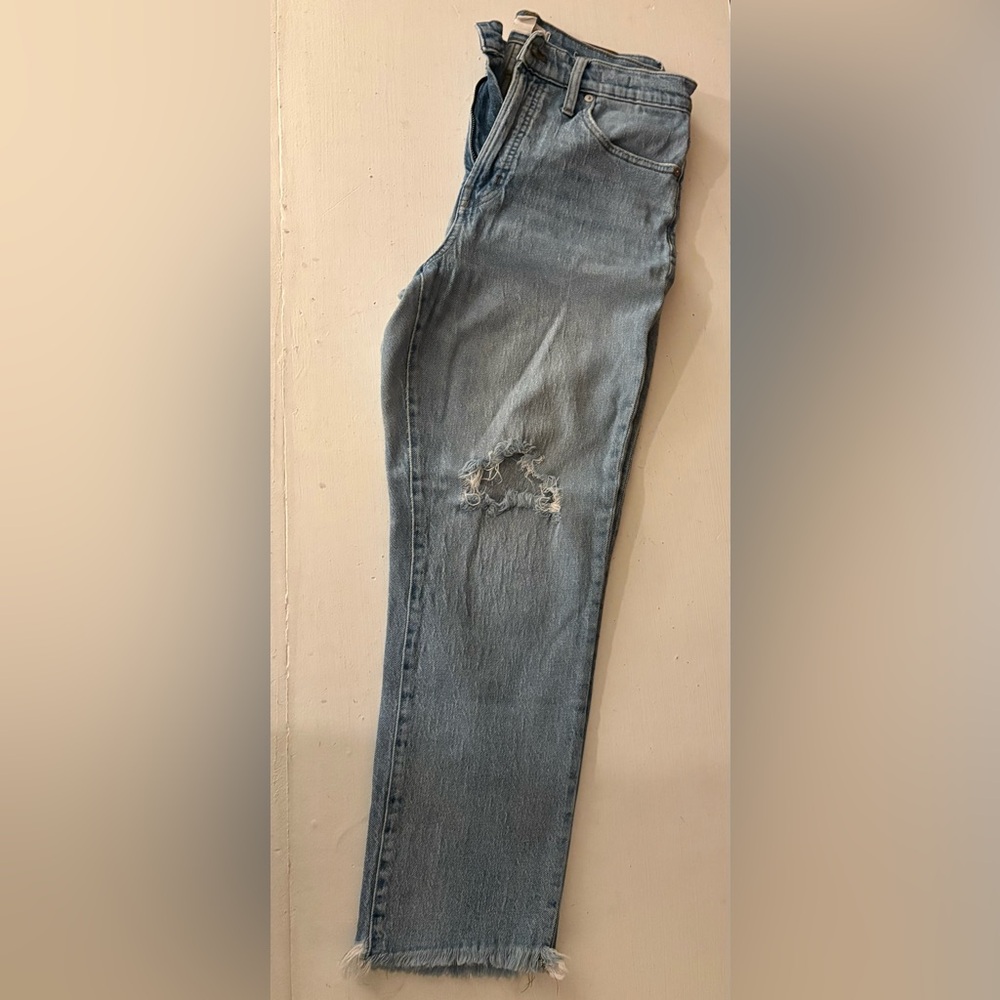 Madewell Light Blue Distressed Straight Leg Jeans Size 30